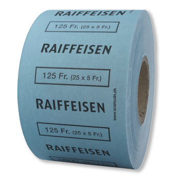 Münzautomatenrolle, CHF 5.- mit Logo Raiffeisen